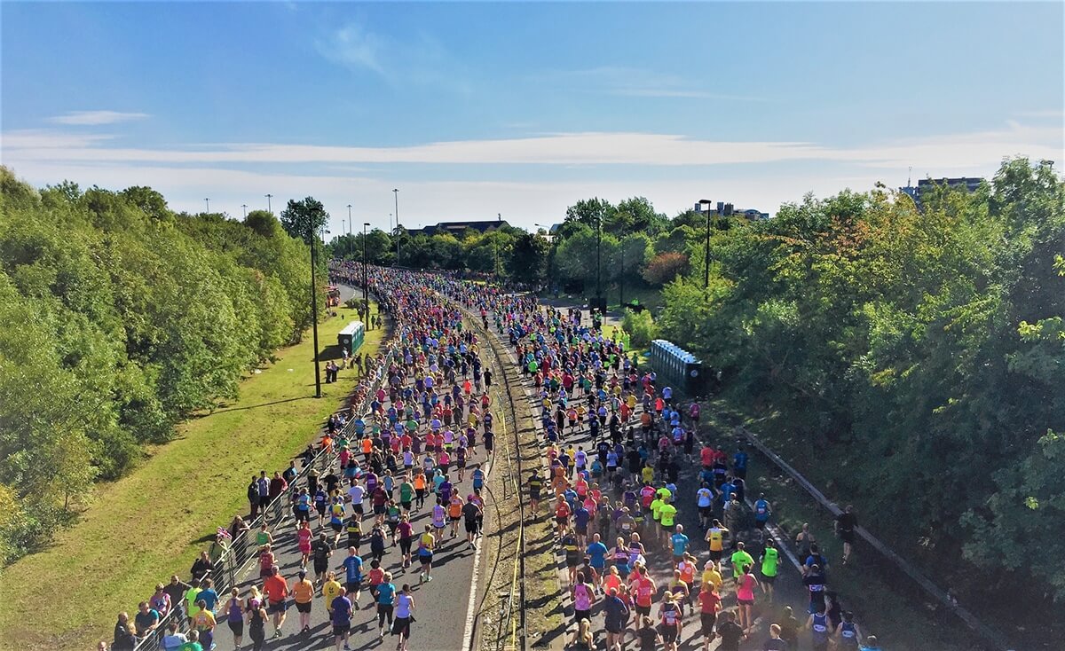 An overhead picture of the Great North Run